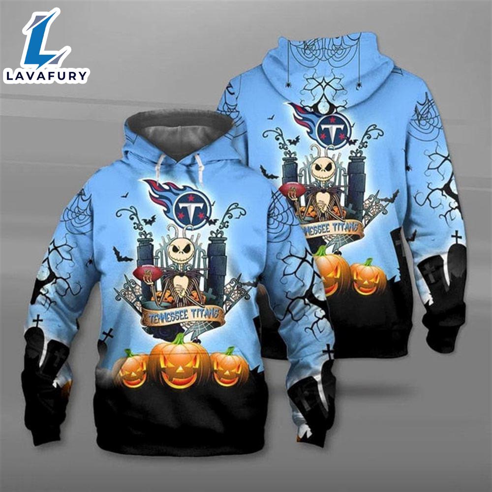 NFL Tennessee Titans Halloween Jack Skellington Pullover Hoodie- Jack Skellington Hoodie