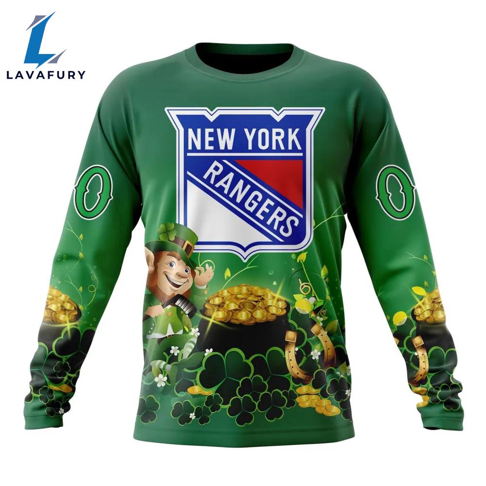 NHL New York Rangers Special Design For St.Patrick Day Long Sleeved Sweatshirt
