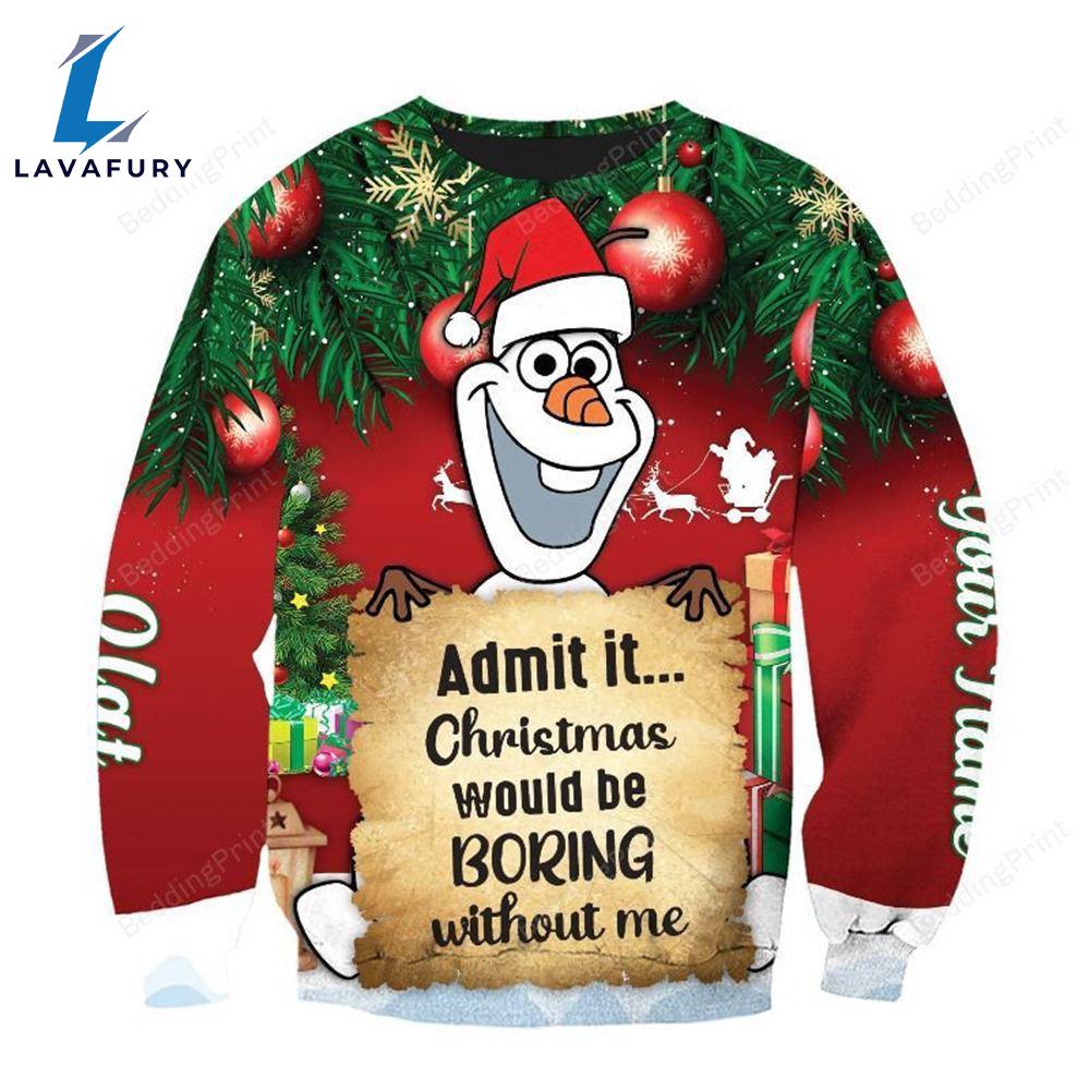 Personalized Cartoon Frozen Admit It Olaf Christmas Custom Name Hoodie All Over Printed 3D Unisex Men