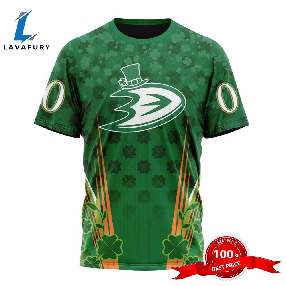 Personalized NHL Anaheim Ducks Full Green Design For St. Patrick's Day All Over Print Shirts