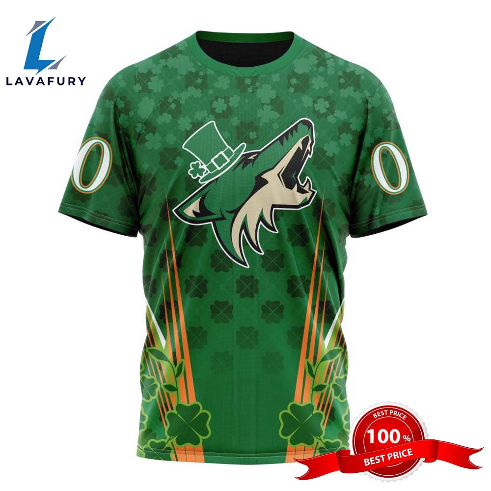Personalized NHL Arizona Coyotes Full Green Design For St. Patrick's Day All Over Print Shirts