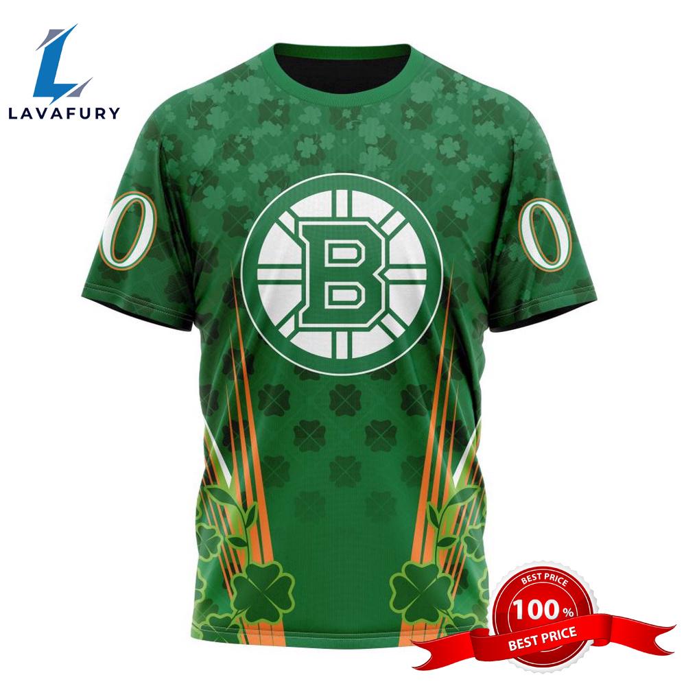 Personalized NHL Boston Bruins Full Green Design For St. Patrick's Day All Over Print Shirts
