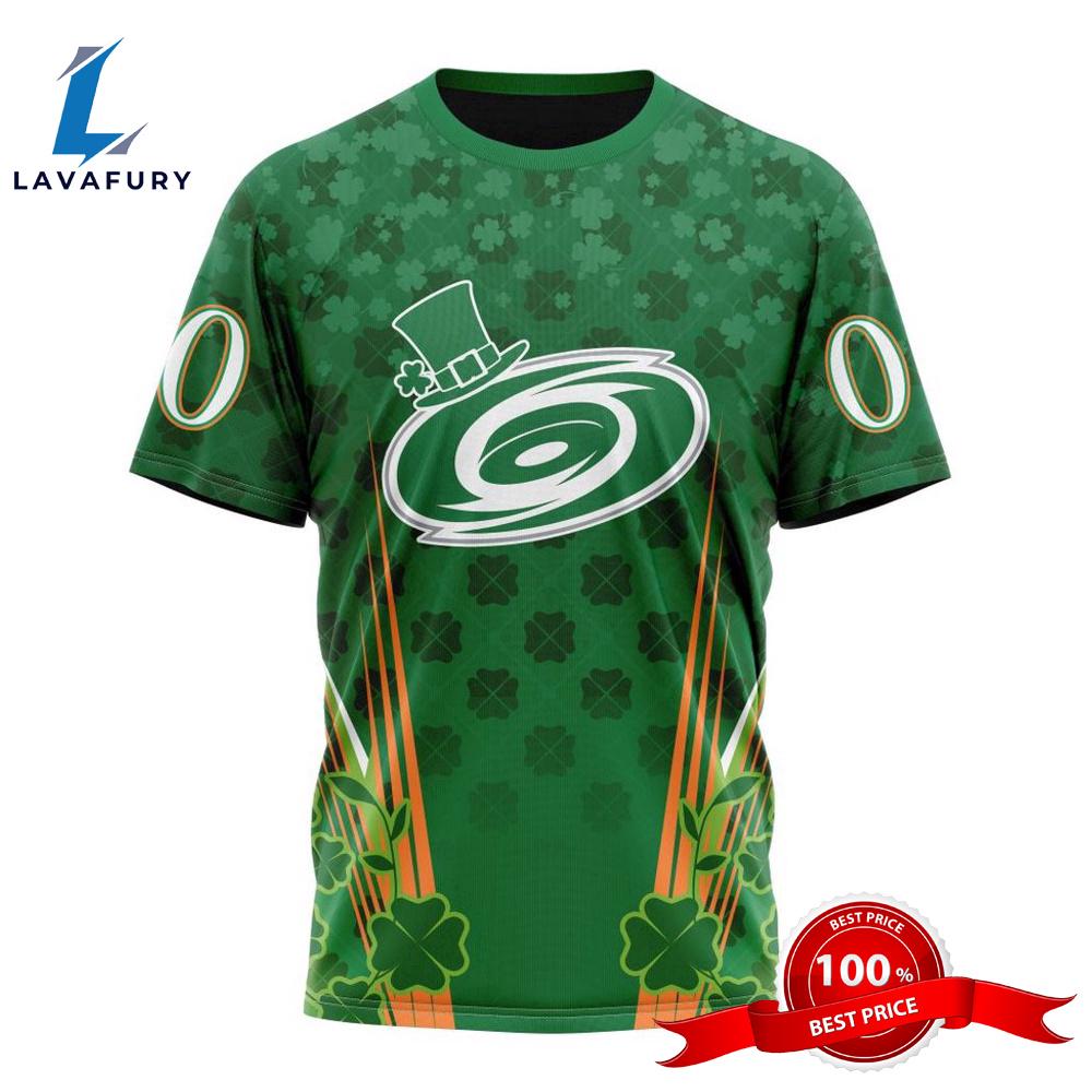 Personalized NHL Carolina Hurricanes Full Green Design For St. Patrick's Day All Over Print Shirts