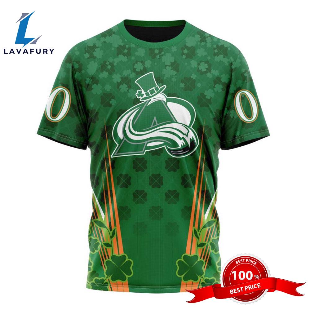 Personalized NHL Colorado Avalanche Full Green Design For St. Patrick's Day All Over Print Shirts