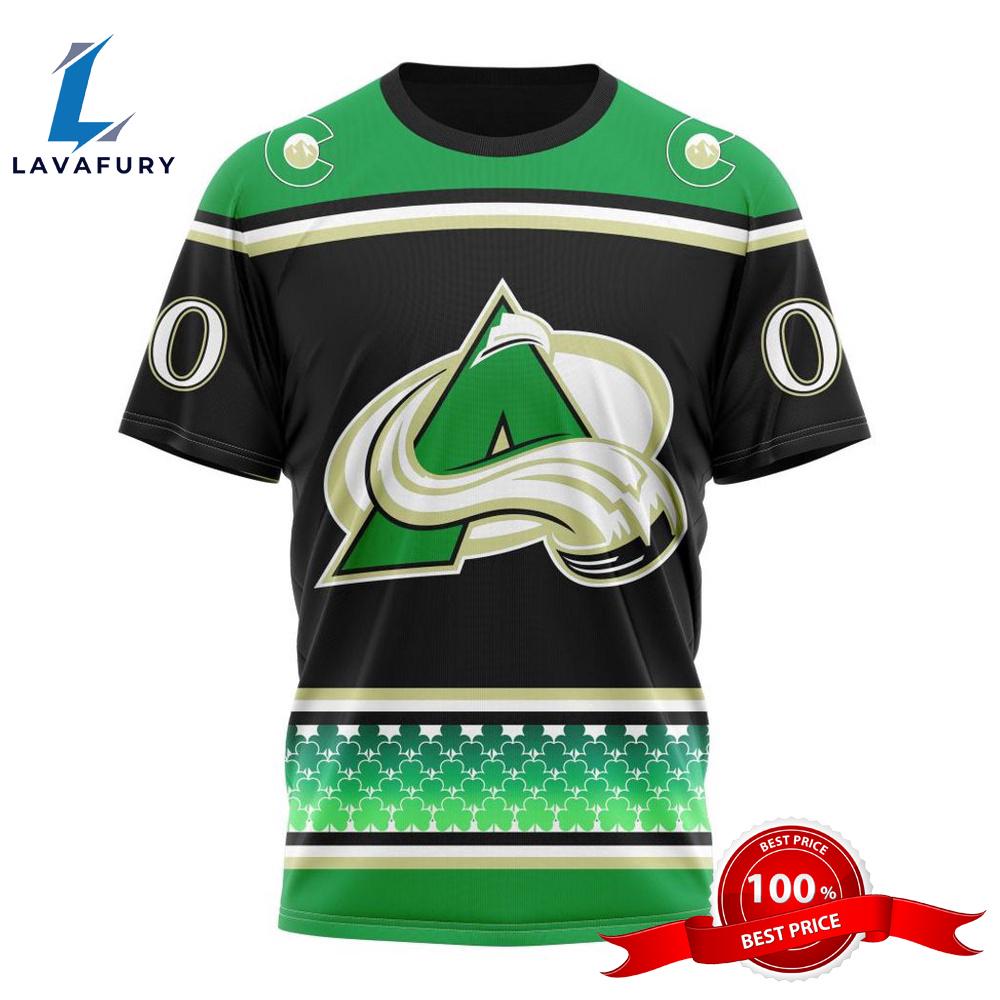 Personalized NHL Colorado Avalanche Specialized Unisex Kits Hockey St Patrick's Day 3D T-Shirts