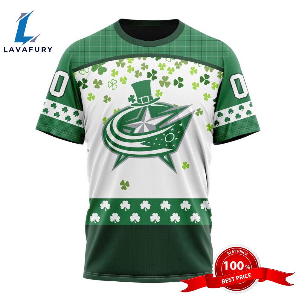 Personalized NHL Columbus Blue Jackets Special Design For St. Patrick Day All Over Print Shirts