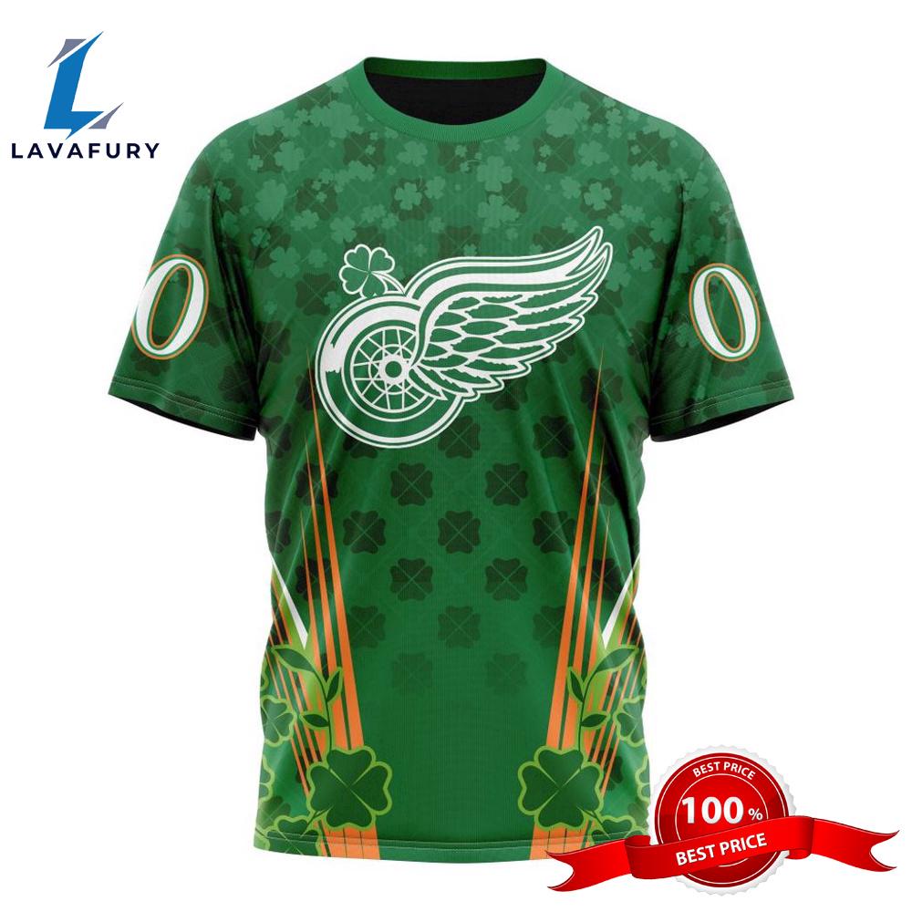 Personalized NHL Detroit Red Wings Full Green Design For St. Patrick's Day All Over Print Shirts