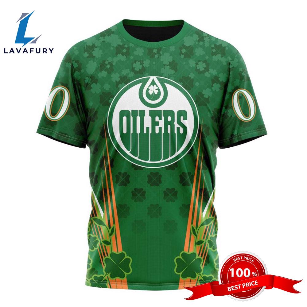 Personalized NHL Edmonton Oilers Full Green Design For St. Patrick's Day All Over Print Shirts