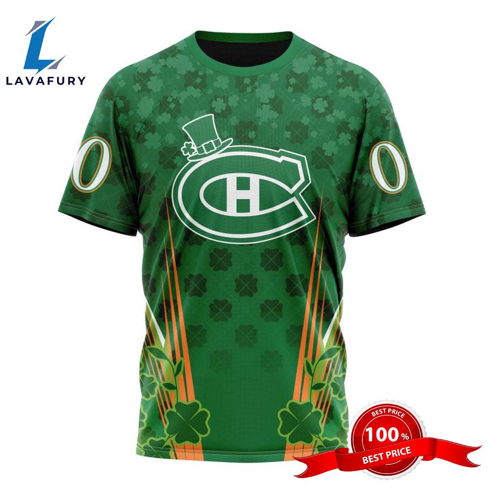 Personalized NHL Montreal Canadiens Full Green Design For St. Patrick's Day All Over Print Shirts