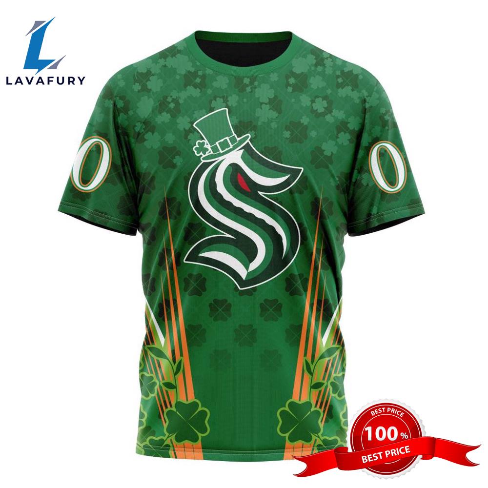 Personalized NHL Seattle Kraken Full Green Design For St. Patrick's Day All Over Print Shirts