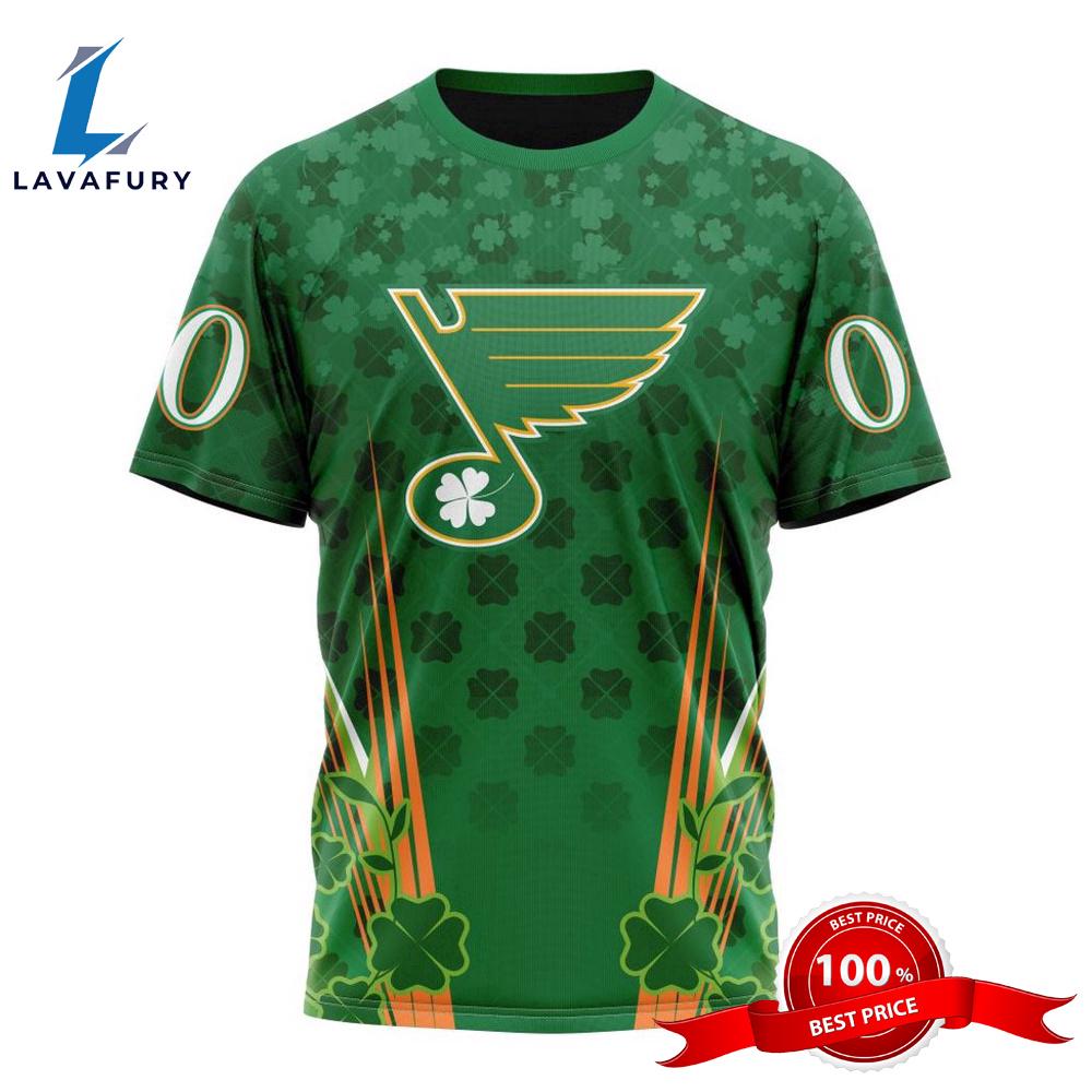 Personalized NHL St. Louis Blues Full Green Design For St. Patrick's Day All Over Print Shirts
