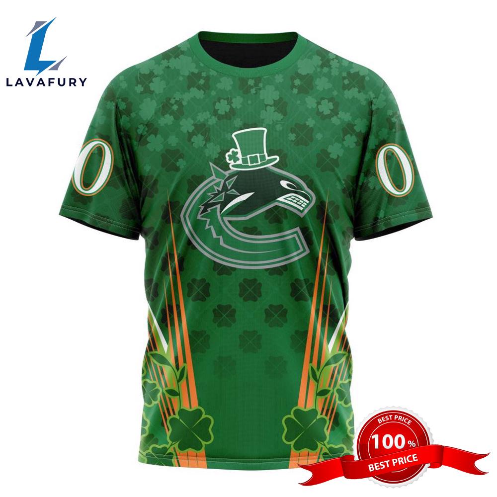 Personalized NHL Vancouver Canucks Full Green Design For St. Patrick's Day All Over Print Shirts