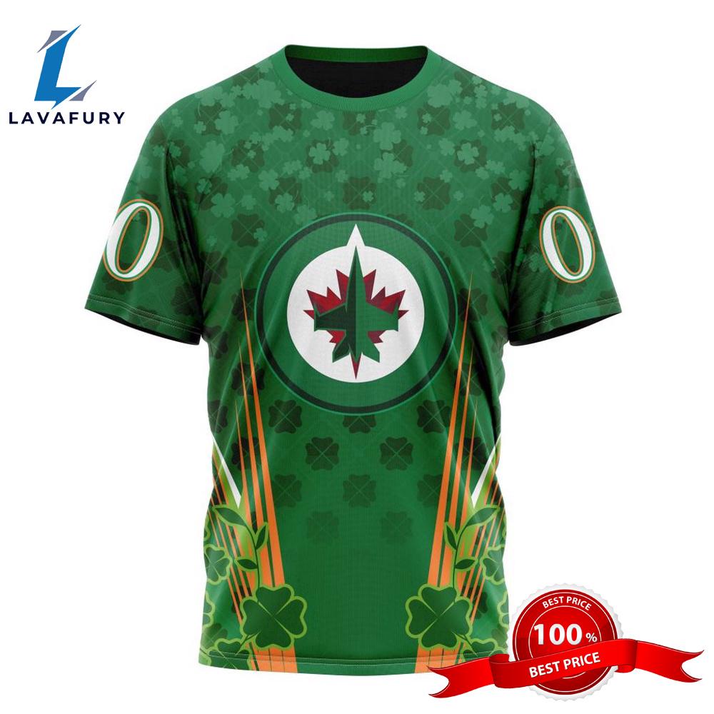 Personalized NHL Winnipeg Jets Full Green Design For St. Patrick's Day All Over Print Shirts