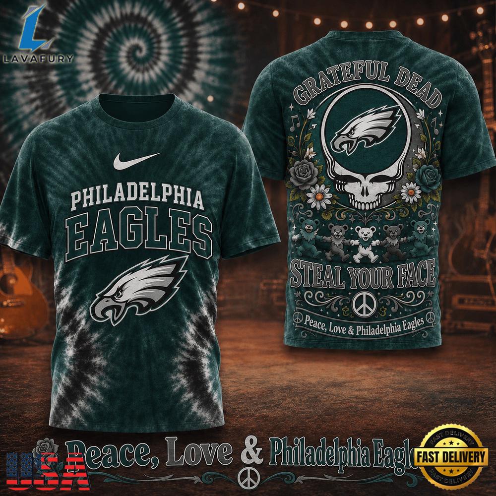Philadelphia Eagles NFL x Greateful Dead Steal Your Face New 2026 T Shirt