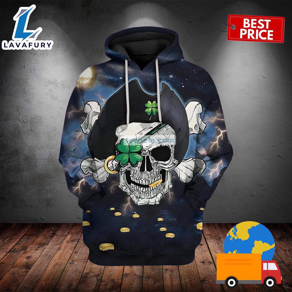 Pirate And St Patrick Day Grey 3D Hoodie Jacket 2025