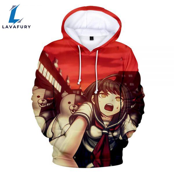 Red Fashion 3D Monokuma Hoodies For Men And