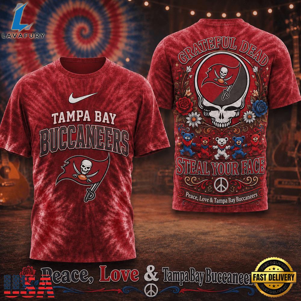 Tampa Bay Buccaneers NFL x Greateful Dead Steal Your Face New 2026 T Shirt