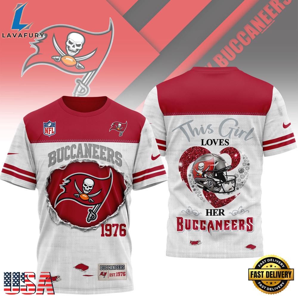 Tampa Bay Buccaneers NHL This Girl Love All Over Print T Shirt