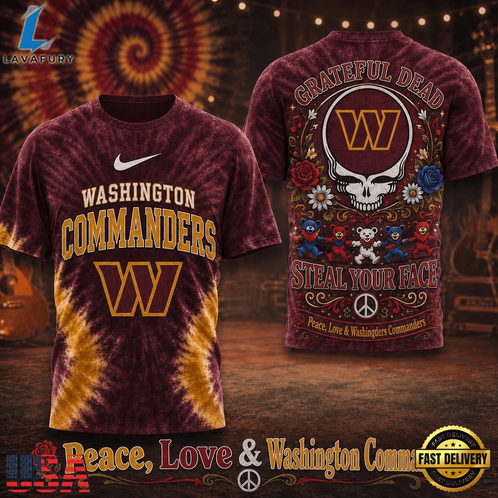 Washington Commanders NFL x Greateful Dead Steal Your Face New 2026 T Shirt