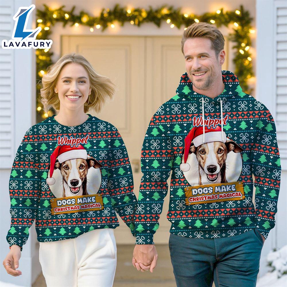Whippet Dog Make Christmas Magical Christmas Sweatshirt & Hoodie Gift Christmas