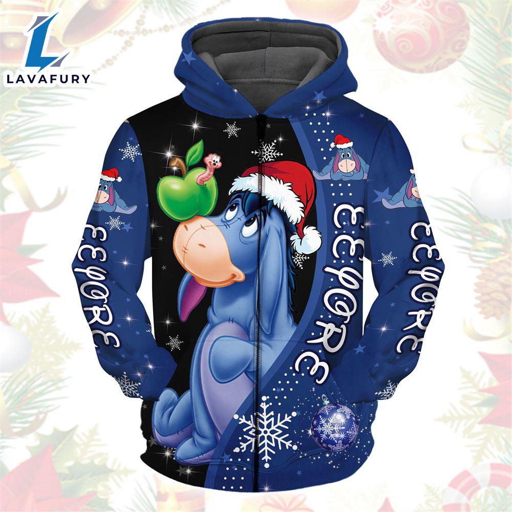 Winnie The Pooh Cartoon Christmas Eeyore Abc Hoodie All Over Printed 3D Unisex Men