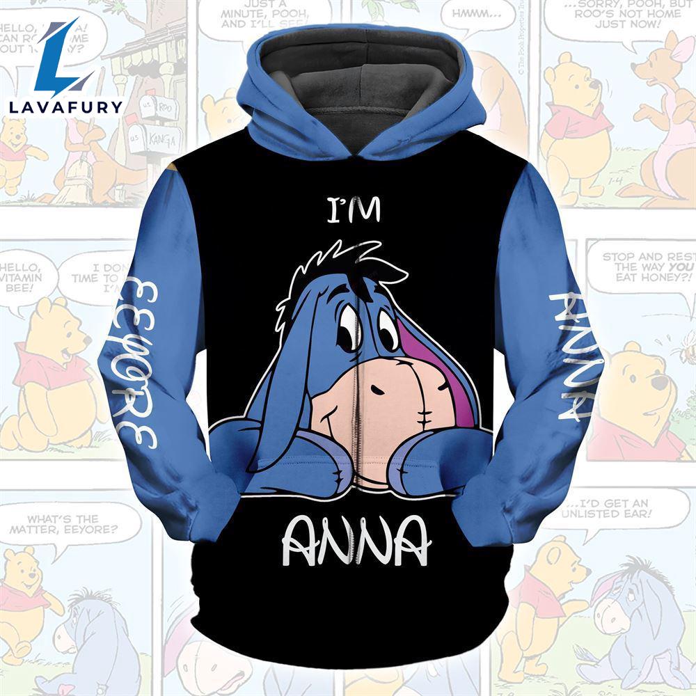 Winnie The Pooh Cartoon Eeyore Aholic Hoodie All Over Printed 3D Personalized Custom Name Unisex Men