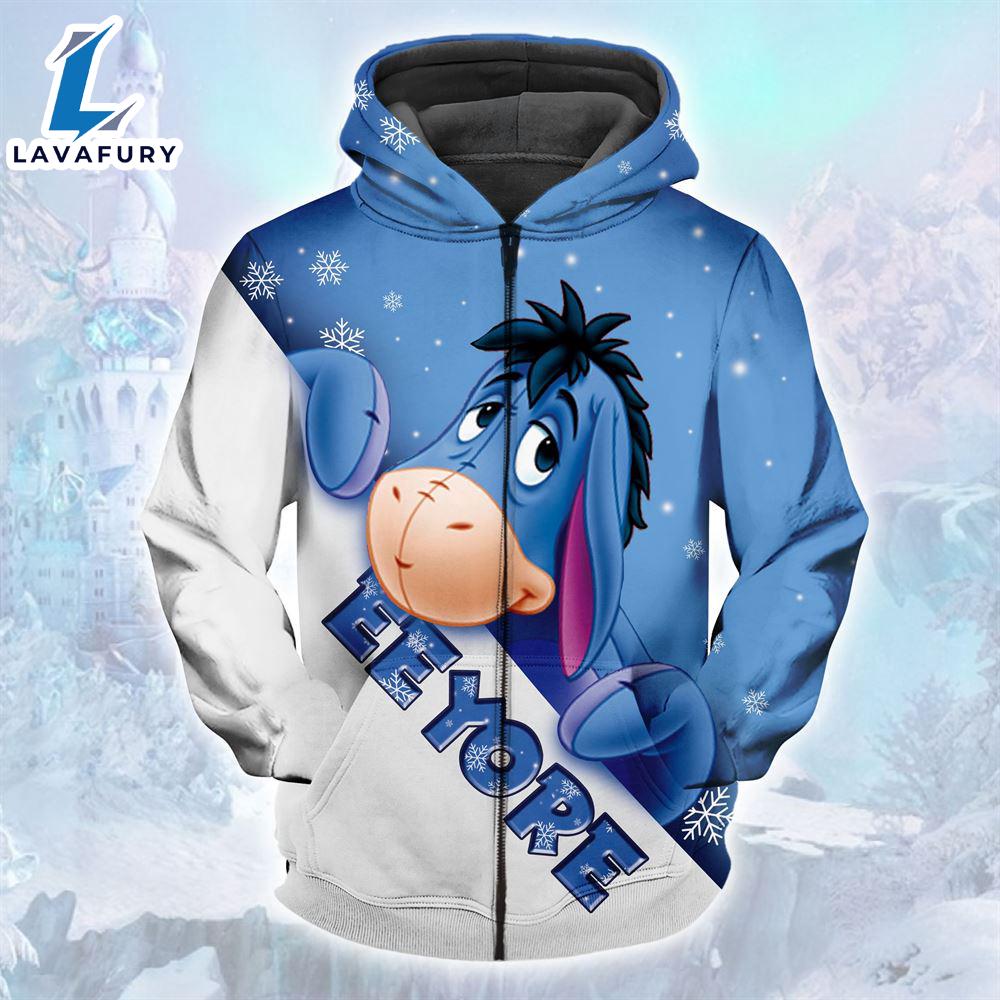 Winnie The Pooh Cartoon Eeyore Snow Hoodie All Over Printed 3D Unisex Men