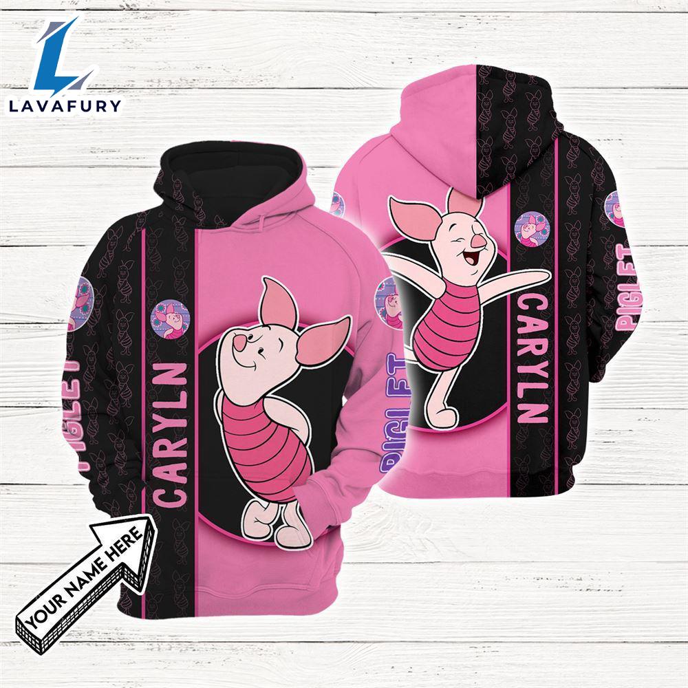 Winnie The Pooh Cartoon Piglet Hoodie All Over Printed 3D Personalized Custom Name Unisex Men