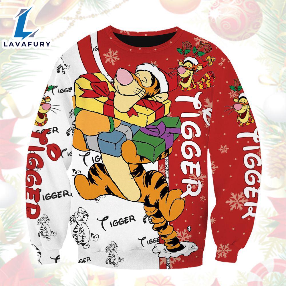 Winnie The Pooh Cartoon Tigger Christmas Pattern Hoodie All Over Printed 3D Unisex Men