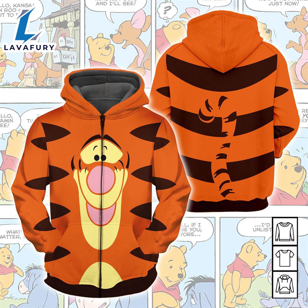 Winnie The Pooh Cartoon Tigger Name Hoodie Dress All Over Printed 3D Unisex Men