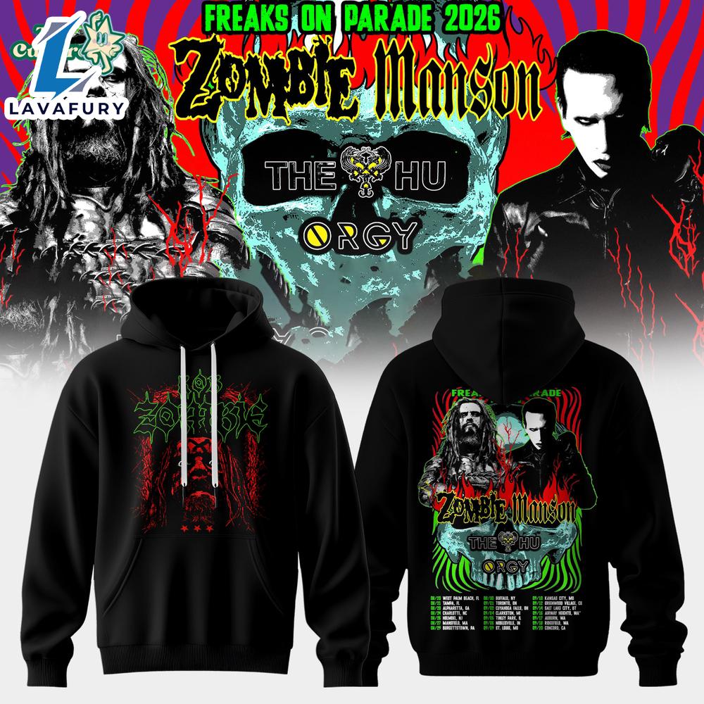 Zombie x Manson Freaks On Parade 2026 Tour Hoodie For Man And