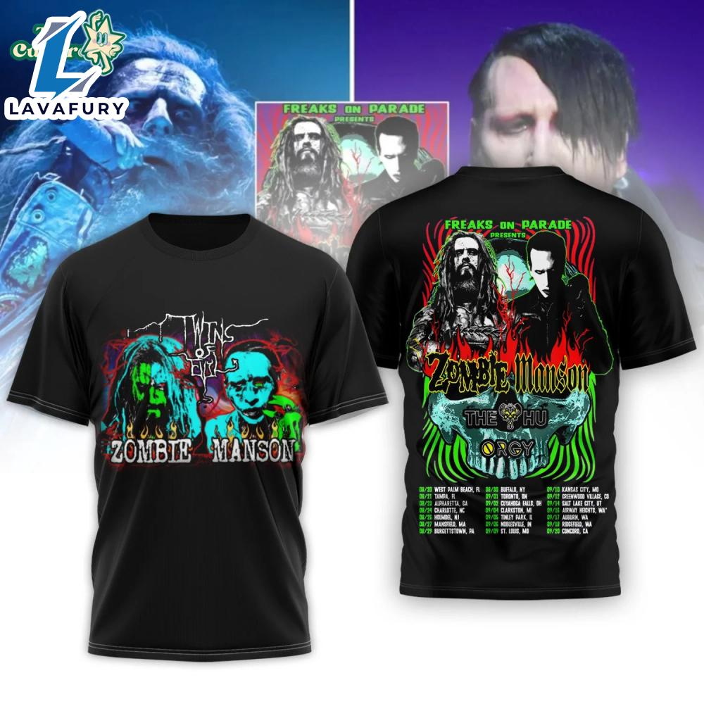 Zombie x Manson Freaks On Parade 2026 Tour Limited Edition 3D Tshirt For Man And